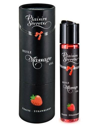 Массажное масло с ароматом клубники Huile de Massage Gourmande Fraise des Bois - 59 мл. - Plaisir Secret - купить с доставкой в Братске