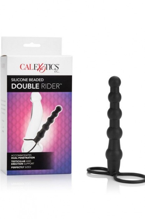 Насадка на пенис для двойного проникновения Silicone Beaded Double Rider - 14 см. - California Exotic Novelties - в Братске купить с доставкой