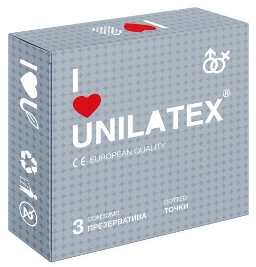 Презервативы с точками Unilatex Dotted - 3 шт. - Unilatex - купить с доставкой в Братске