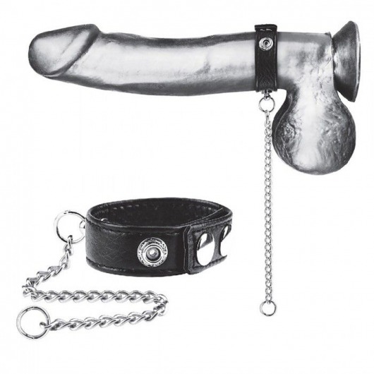 Утяжка на пенис с поводком Snap Cock Ring With 12  Leash - BlueLine - купить с доставкой в Братске