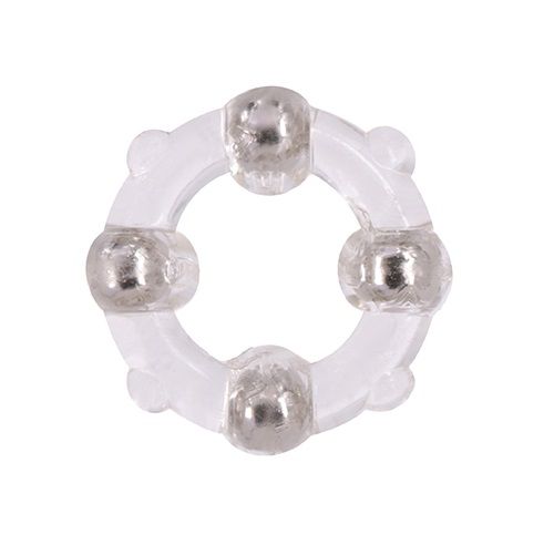 Эрекционное кольцо с 4 бусинами MENZSTUFF STUD RING CLEAR - Dream Toys - в Братске купить с доставкой