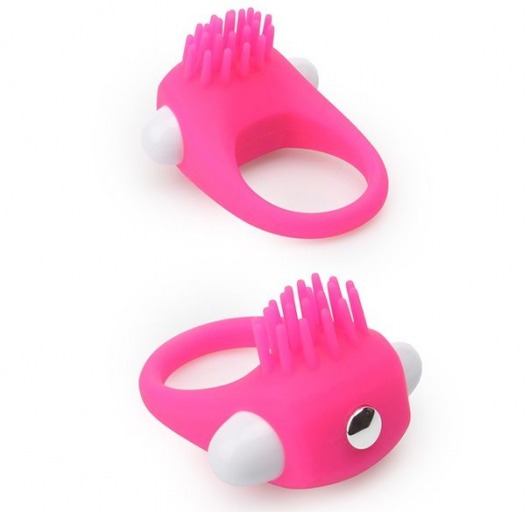 Розовое эрекционное кольцо с щеточкой LIT-UP SILICONE STIMU RING 5 - Dream Toys - в Братске купить с доставкой