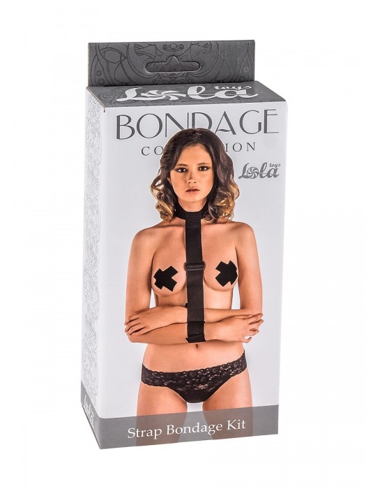 Ошейник с длинной лентой и наручниками Strap Bondage Kit One Size - Lola Games - купить с доставкой в Братске