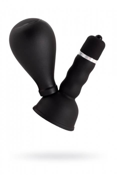 Черный вибратор с грушей на сосок - ToyFa