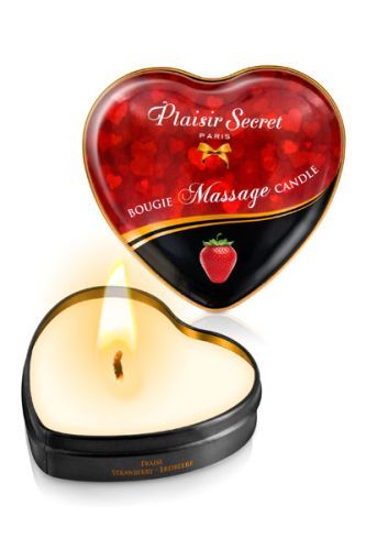 Массажная свеча с ароматом клубники Bougie Massage Candle - 35 мл. - Plaisir Secret - купить с доставкой в Братске