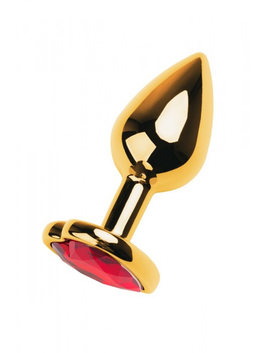 Золотистая анальная пробка с кристаллом-сердцем - 7,5 см. - ToyFa - купить с доставкой в Братске