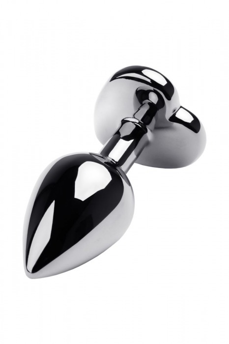 Серебристая анальная пробка с прозрачным кристаллом-сердцем - 8 см. - ToyFa - купить с доставкой в Братске