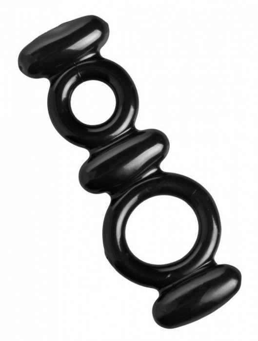Двойное эрекционное кольцо Dual Stretch To Fit Cock and Ball Ring - XR Brands - в Братске купить с доставкой