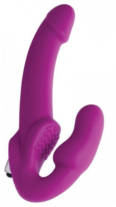 Ярко-розовый безремневой вибрострапон Evoke Vibrating Strapless Silicone Strap-on Dildo - XR Brands - купить с доставкой в Братске