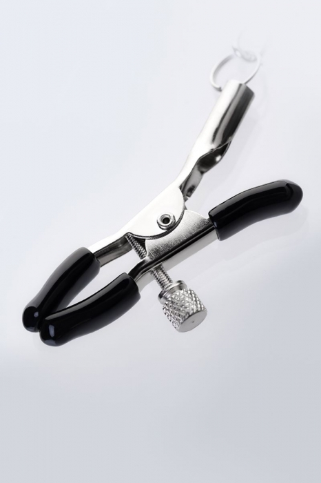 Серебристо-чёрные зажимы для сосков с кольцом для пениса TOYFA Metal - ToyFa - купить с доставкой в Братске