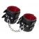 Черные кожаные наручники с двумя ремнями и красной подкладкой - Pecado - купить с доставкой в Братске